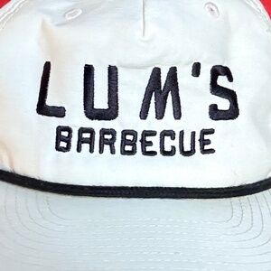 Richardson Snapback Baseball hat, Cream and Black LUM'S BBQ Adjustable Hat